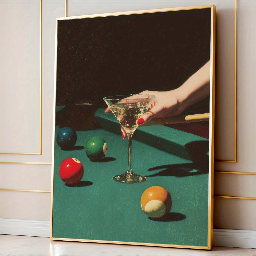 Home Office Minimalist - 1 Stück Vintage Billard-Cocktail-Poster, rahmenlose minimalistische