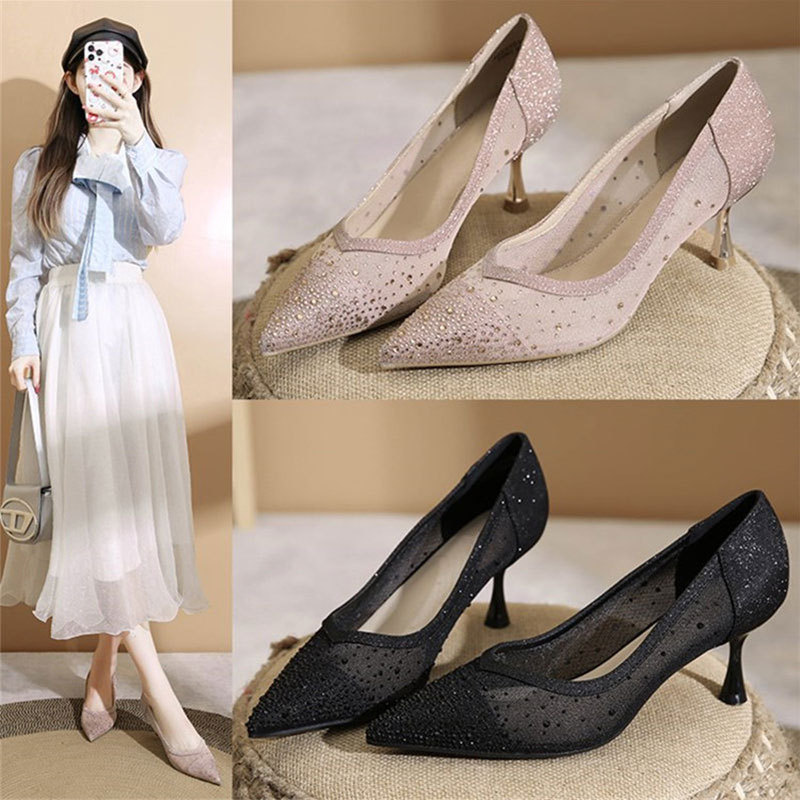 Home Office Size - Slip-On-Sandalen mit hohem Absatz – Kristallklare,