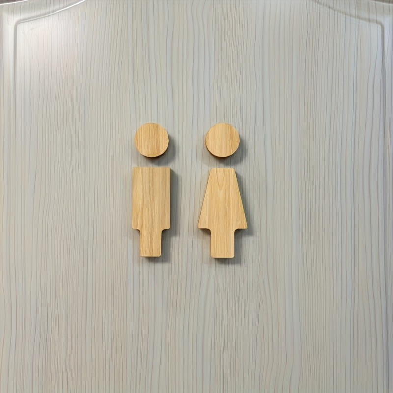 Home Office Setup - 2-teiliges Badezimmerschild aus Holz für Toilettentüren