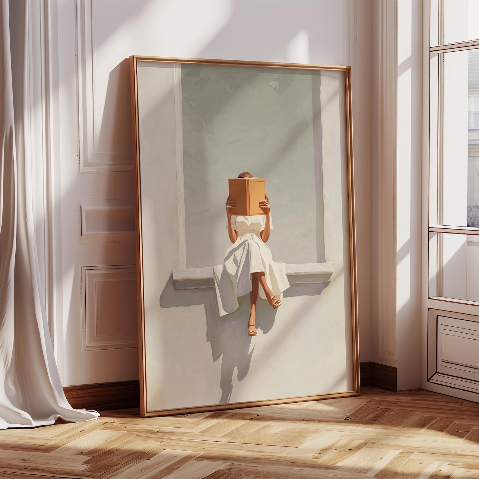 Home Office Minimalist - Moderner abstrakter Kunstdruck auf Leinwand mit