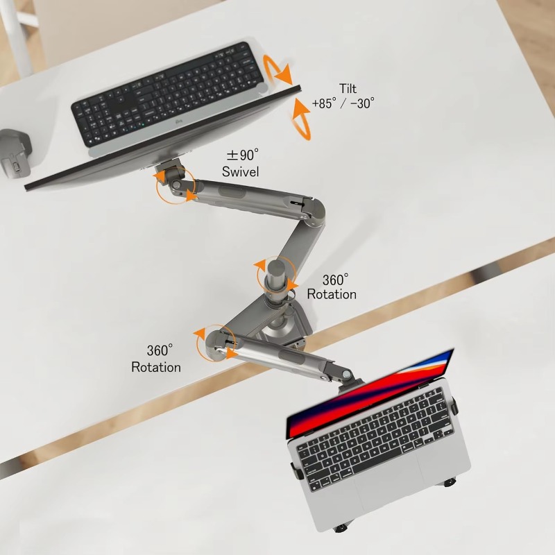 Monitor Arm Dual - 2-in-1-Kombinations-Laptophalterung mit zwei Armlehnen und verstellbarem