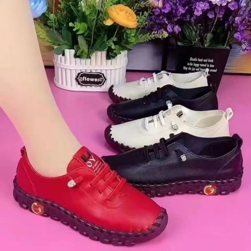 Home Office British - Damen Klassische Flache Schuhe Weiches PU-Leder-Obermaterial