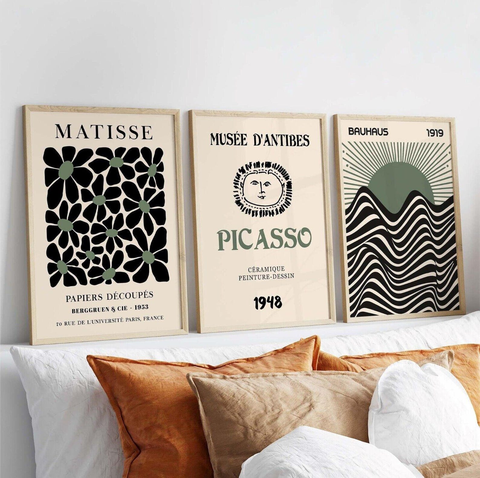 Home Office Minimalist - 3-teiliges Set Retro Matisse Leinwand-Wandkunst-Poster -