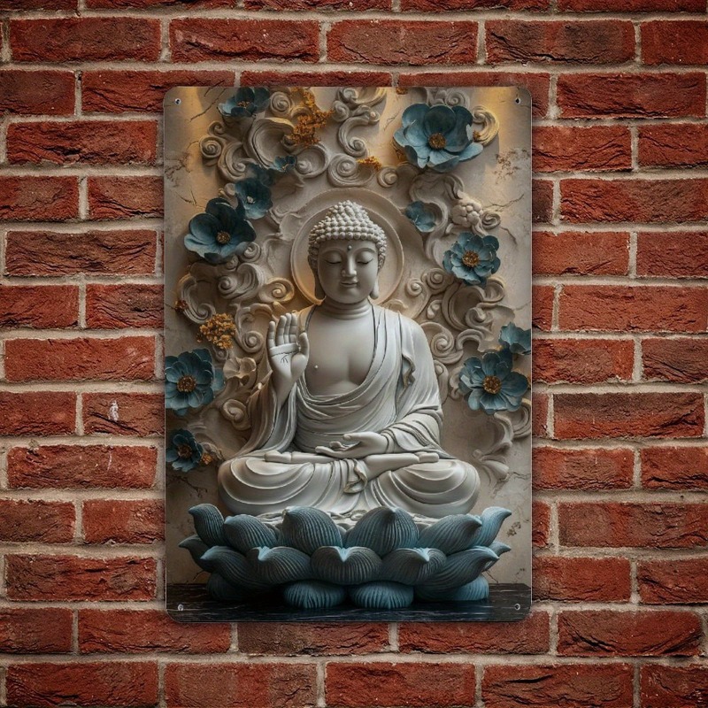 Home Office Yoga Room Ideas - Zen-Buddha-Statue, Aluminium-Wandkunst, ideal für Zuhause, Büro,