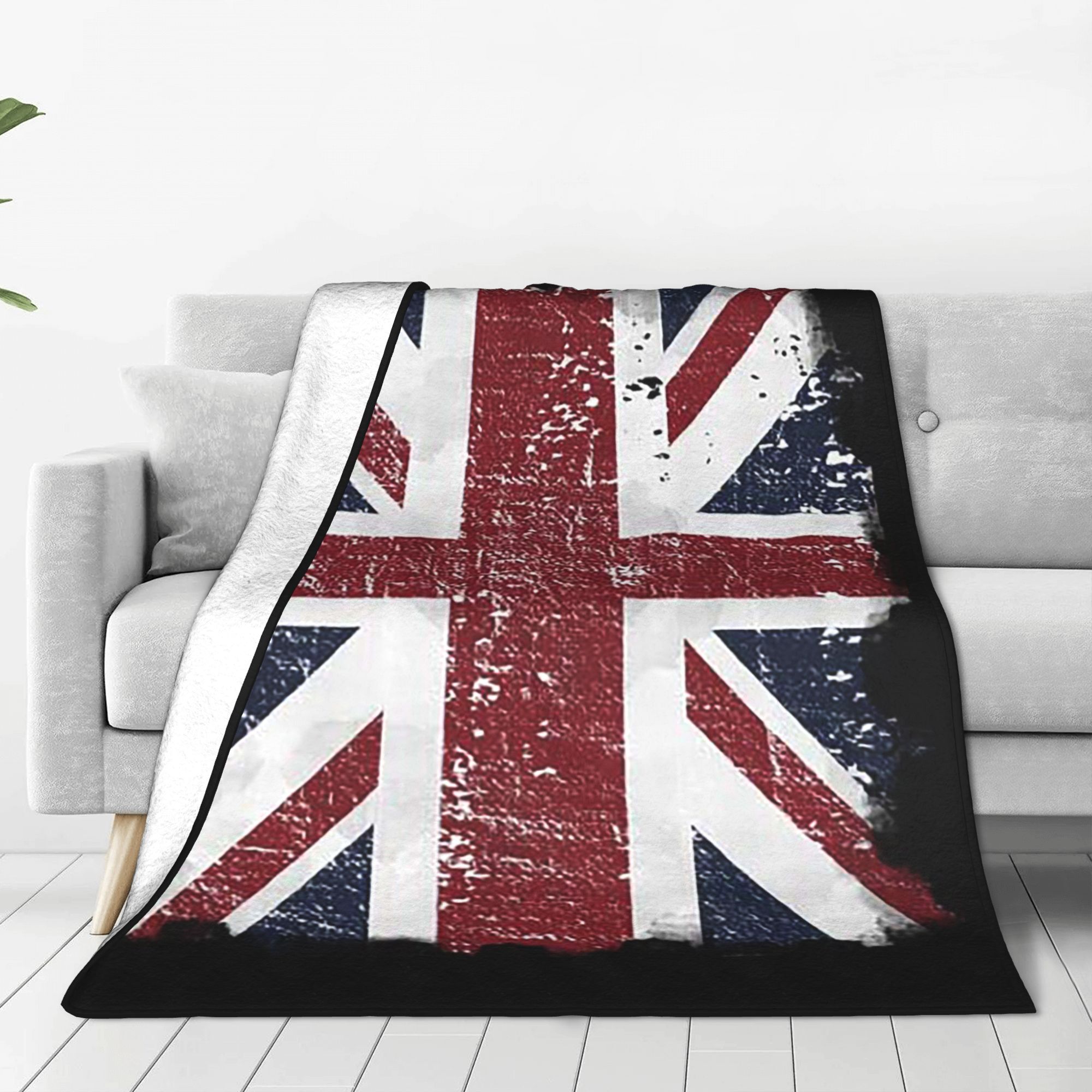 Home Office British - Distressed British Flag Schwarz Grau Union