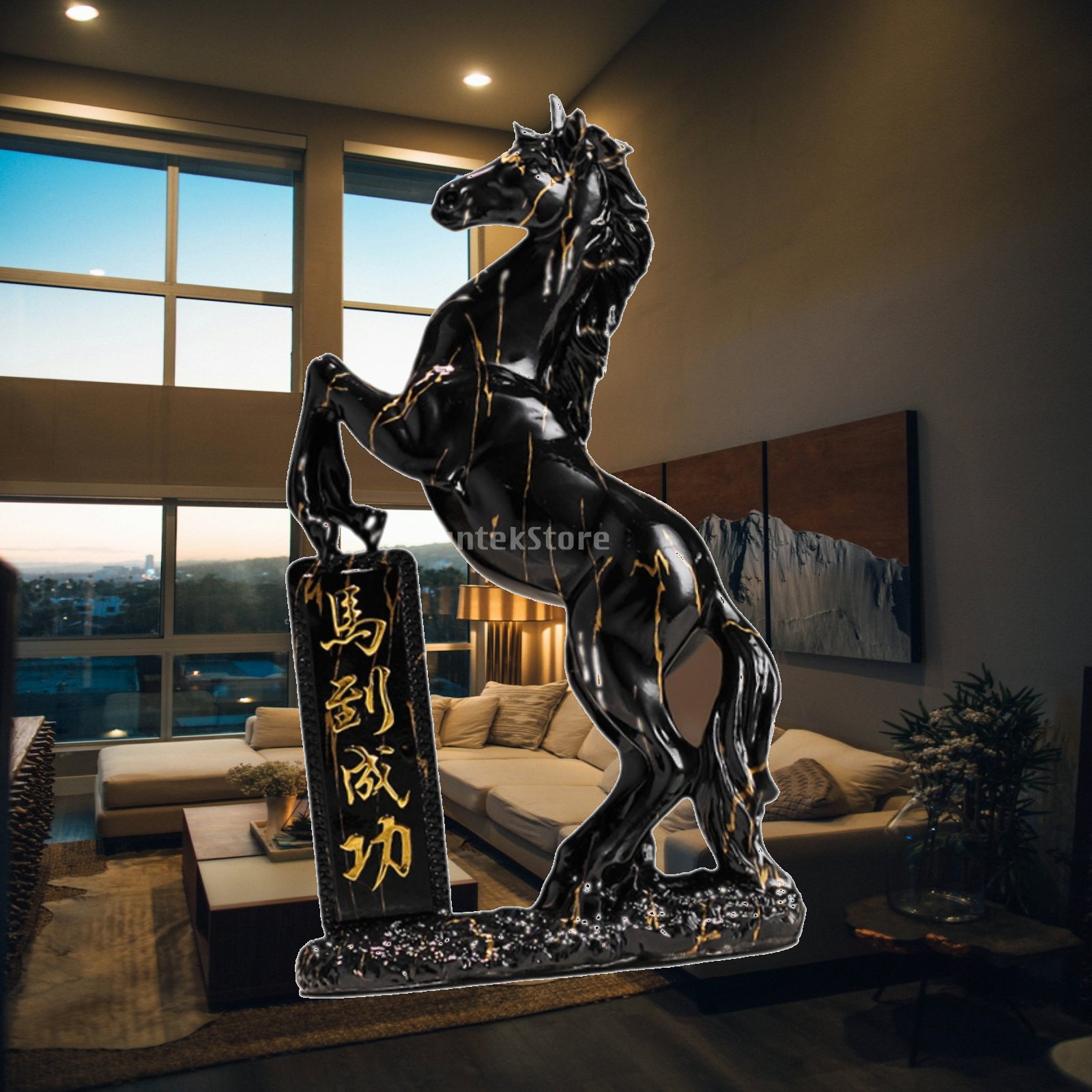 Home Office Representative - Pferdestatue aus Kunstharz, Dekorationsartikel, symbolisches Tierornament,