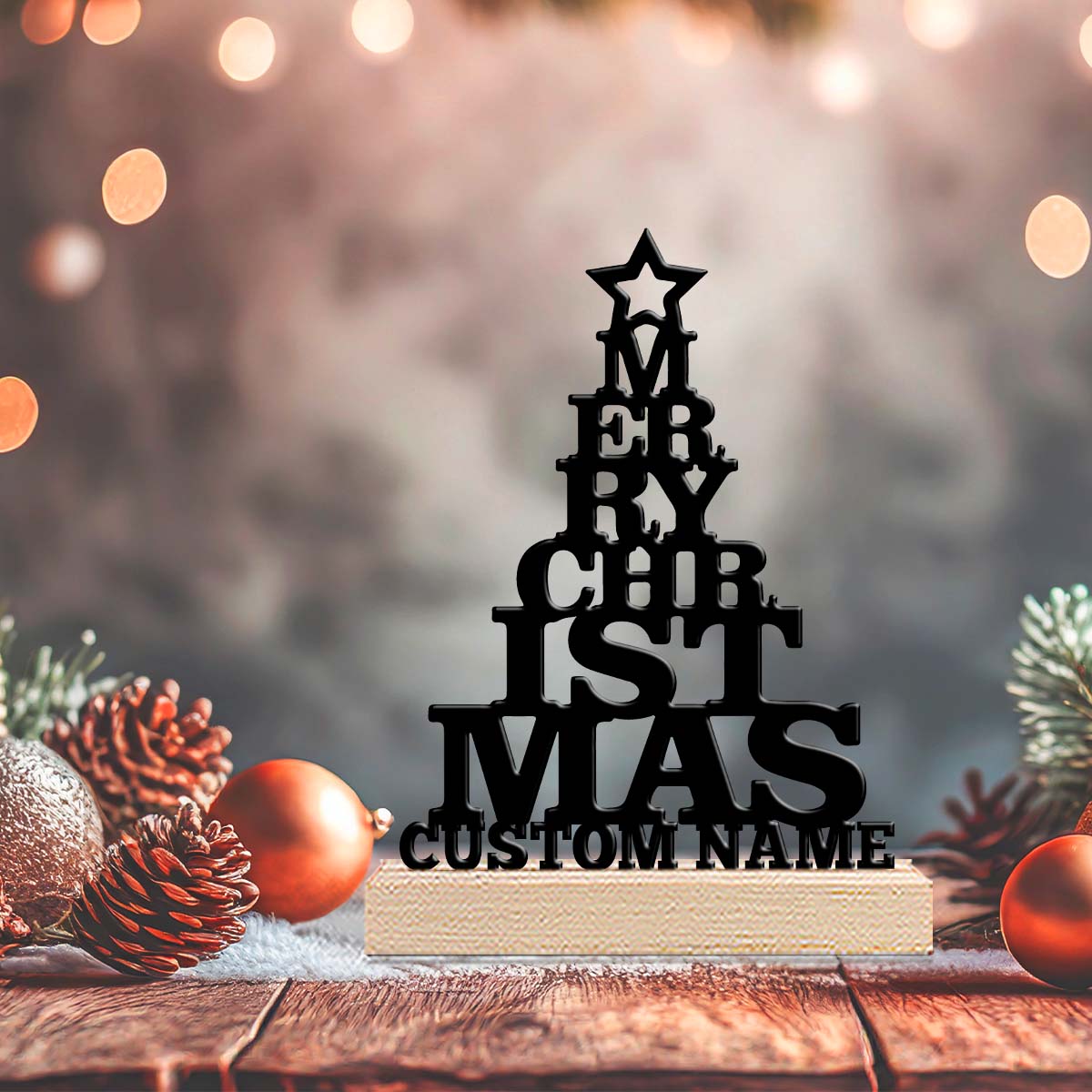 Home Office Gifts - 1 Stück Personalisierter 'Frohe Weihnachten' Metallkunst-Ornament