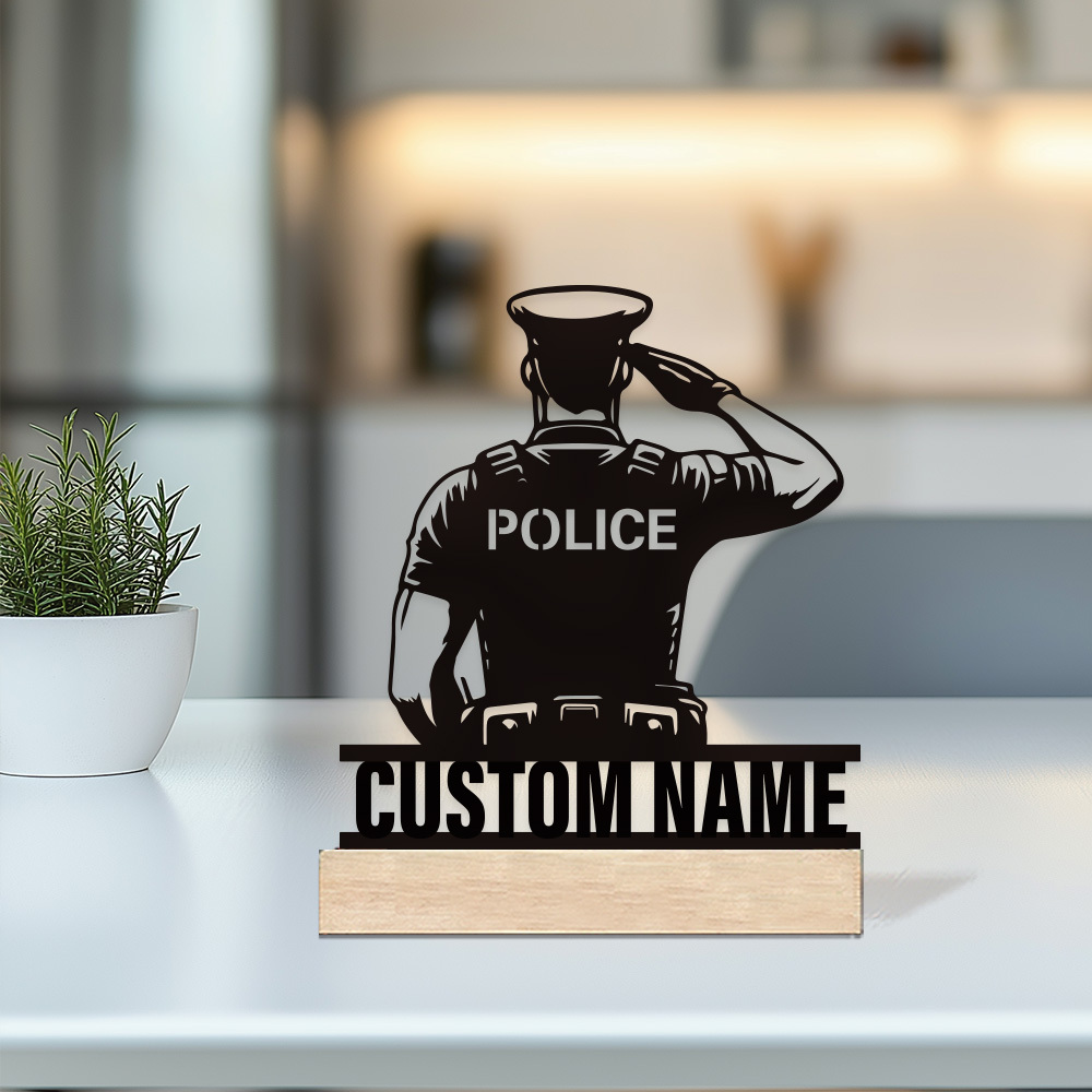 Home Office Setup - Personalisiertes Metall-Polizeiabzeichen, Individuelles Namensschild, Dekoration im