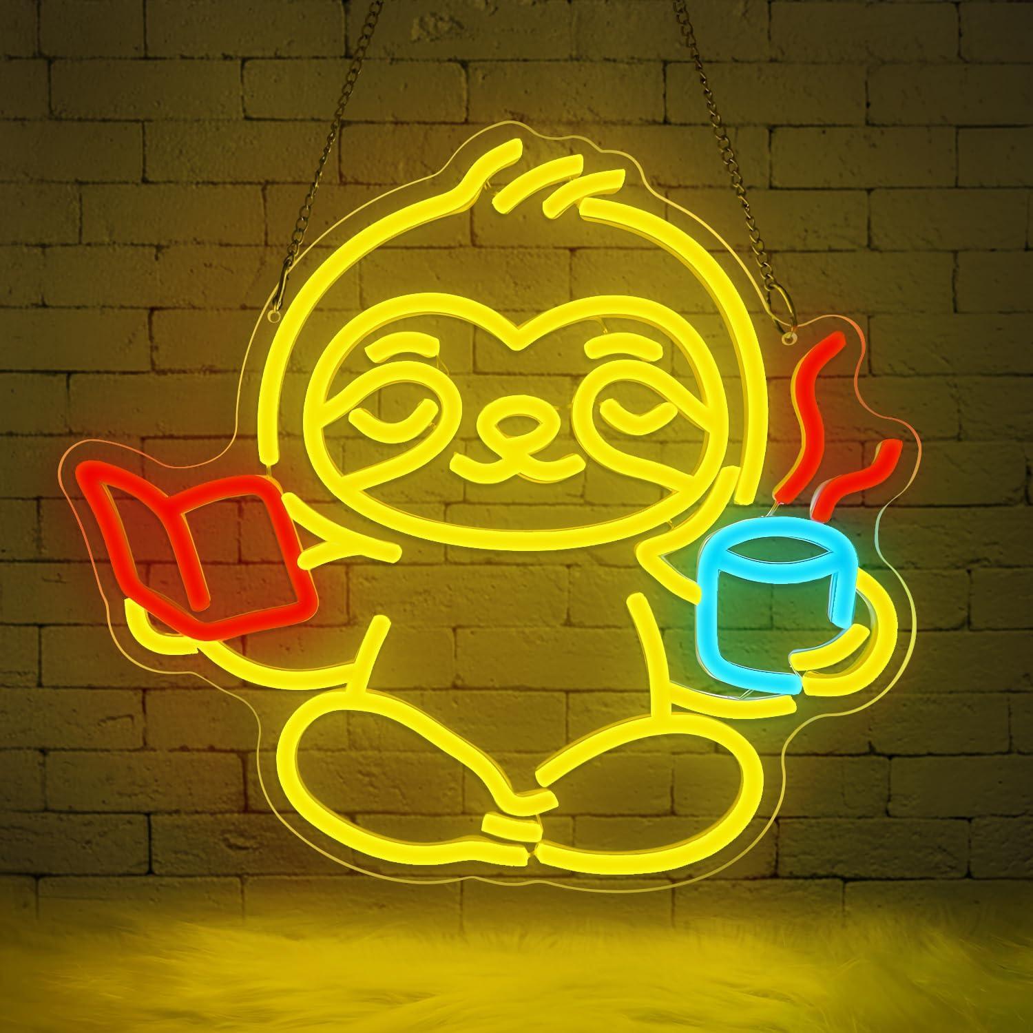 Home Office Gifts - Faultier Neon-Schild USB Dimmbares LED-Licht für