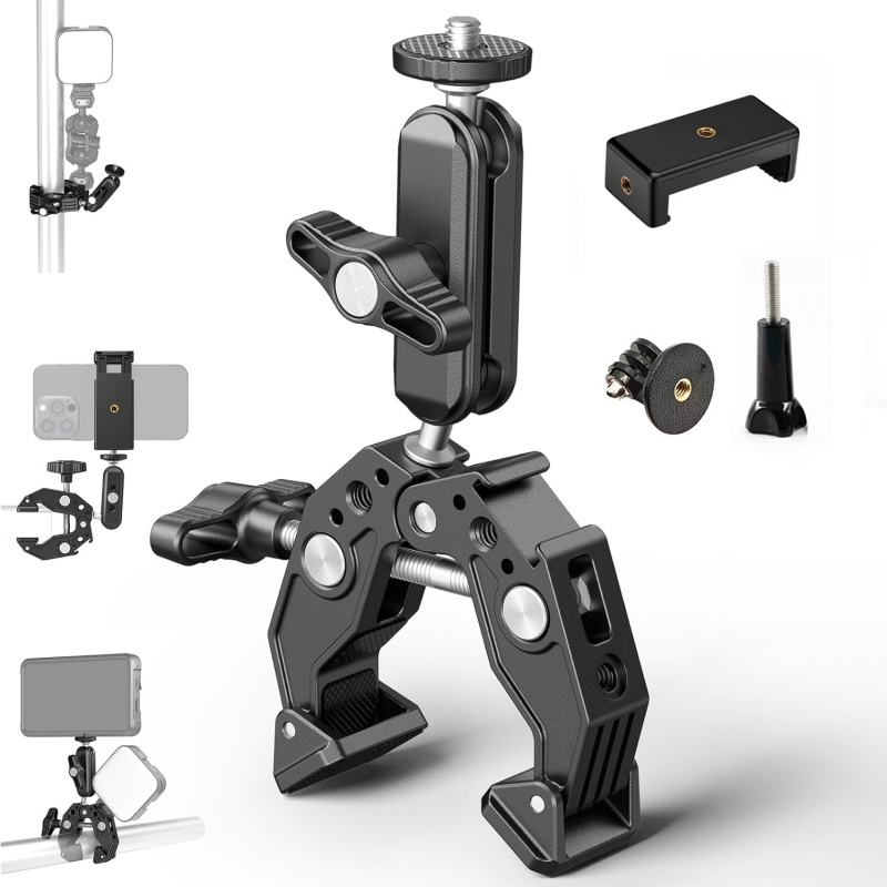 Monitor Arm Dual - Universelle Aluminium-Superklemme mit Doppelkugelkopf Magic Arm