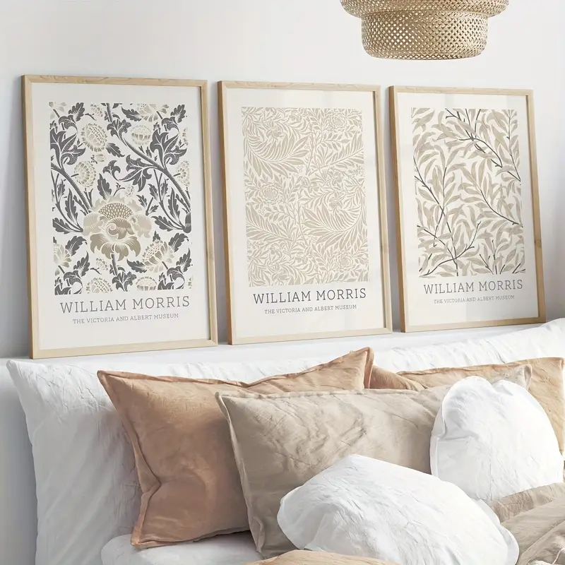 Home Office Minimalist - 3 Stück/Set minimalistisches William Morris Leinwand-Poster,
