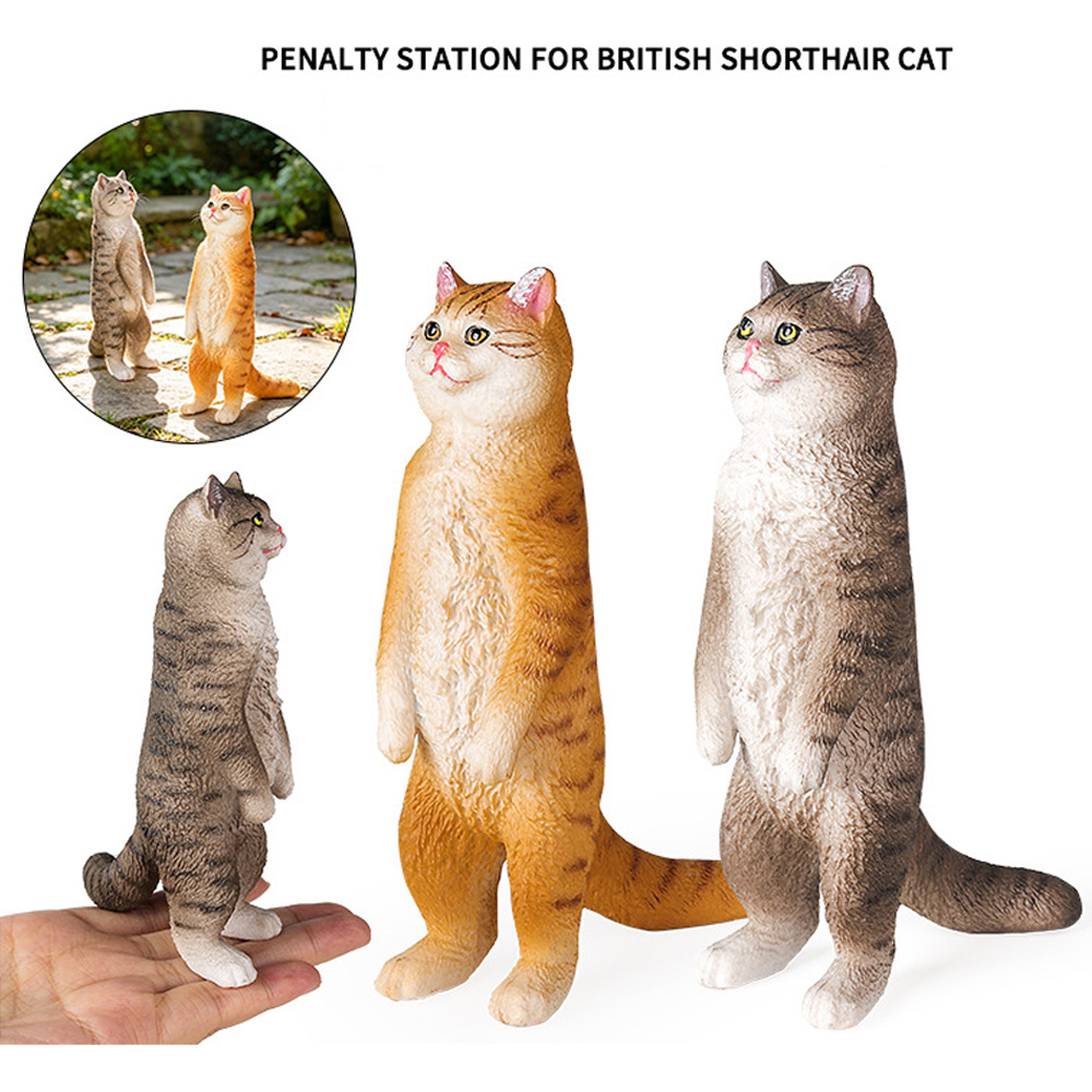 Home Office British - Stehende britische Kurzhaar-Katzenfigur, lebensechte Desktop-Dekoration, Tiermodell,