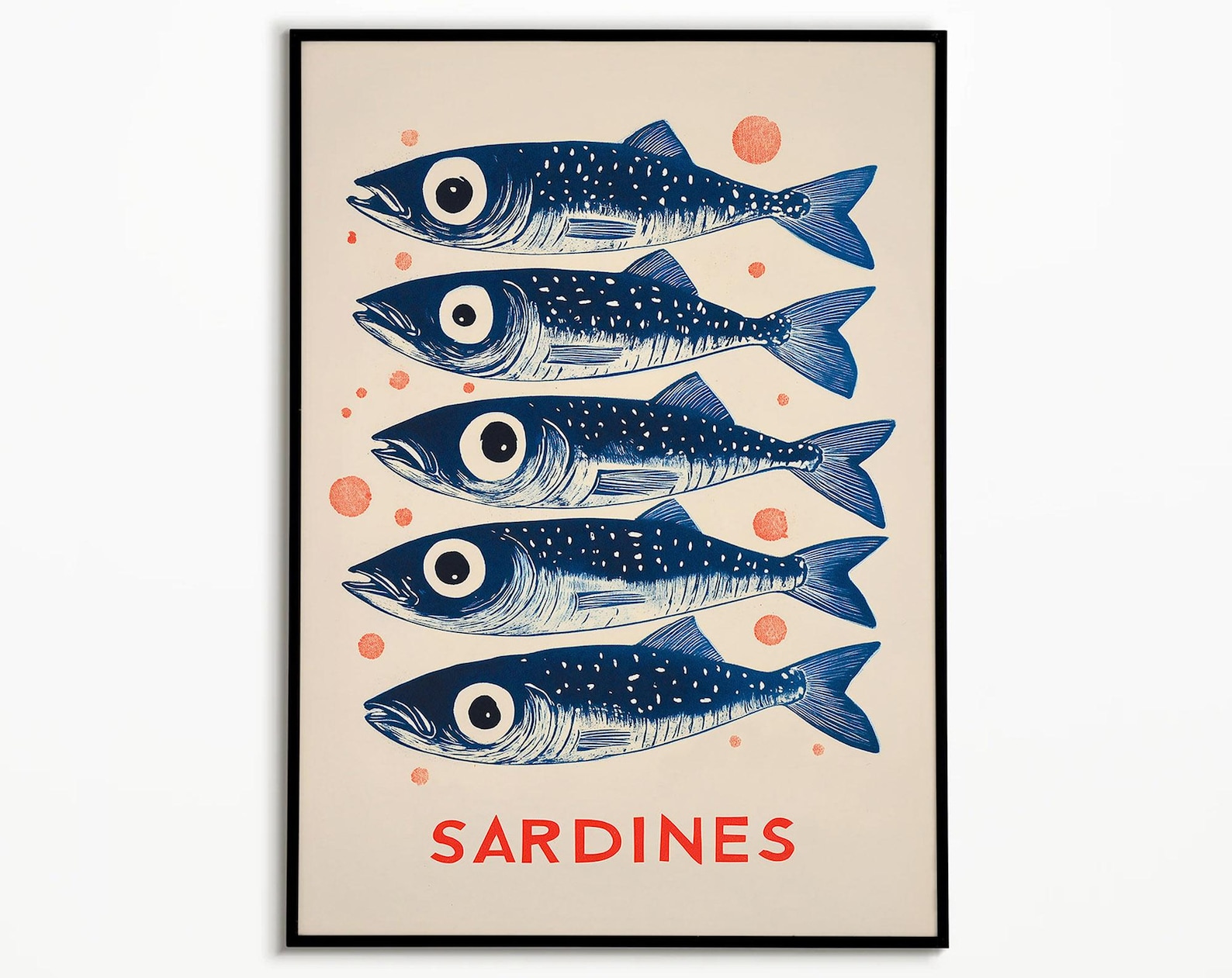 Home Office Minimalist - Vintage-Sardinen-Leinwand-Wandkunst-Poster – rahmenlose Retro-Fisch-Leinwanddrucke, minimalistische Küchendekoration