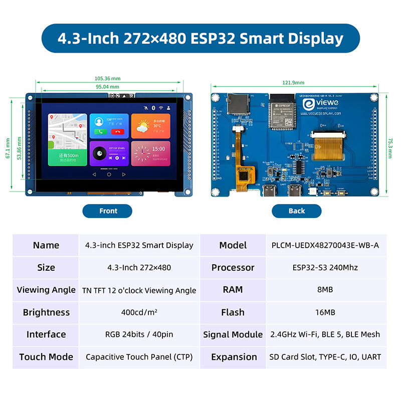 ESP32 S3 4,3 Zoll 480*272 Kapa – Monitor Arm Dual Bewertung und Preis
